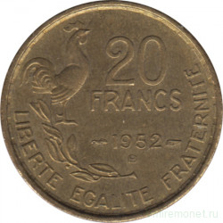 Монета. Франция. 20 франков 1952 год. Монетный двор - Бомон-ле-Роже (B).