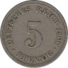 Монета. Германия (Германская империя 1871-1922). 5 пфеннигов 1900 год. (D). ав.