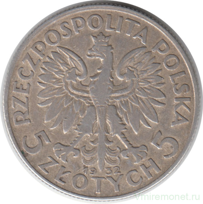 Монета. Польша. 5 злотых 1932 год.