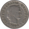  Монета. Швейцария. 10 раппенов 1908 год. ав.
