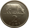 Монета. Латвия. 2 лата 1992 год. Корова. ав