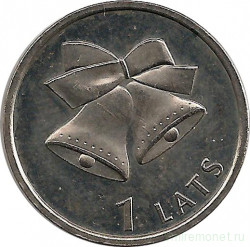 Монета. Латвия. 1 лат 2012 год. Рождественские колокольчики.