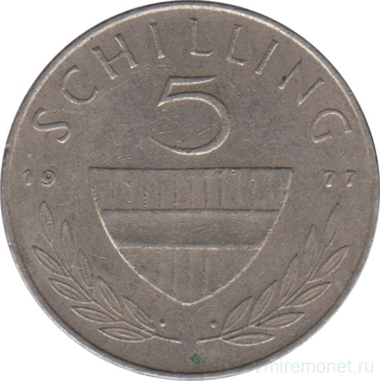 Монета. Австрия. 5 шиллингов 1977 год.