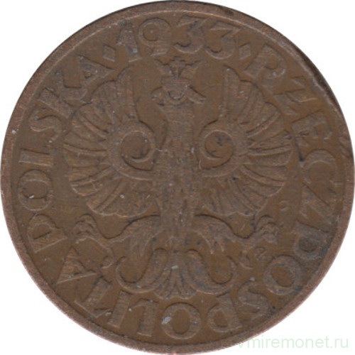 Монета. Польша. 2 гроша 1933 год.