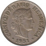  Монета. Швейцария. 10 раппенов 1951 год. ав.