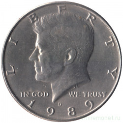 Монета. США. 50 центов 1989 год. Монетный двор D.