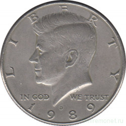 Монета. США. 50 центов 1989 год. Монетный двор D.