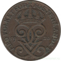 Монета. Швеция. 1 эре 1925 год.