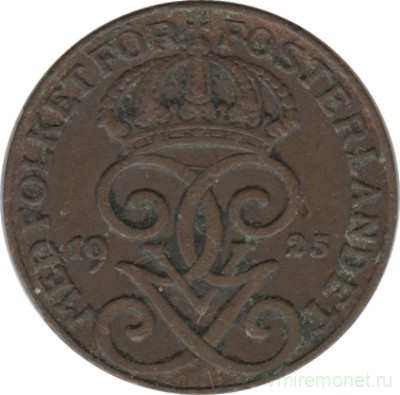 Монета. Швеция. 1 эре 1925 год.