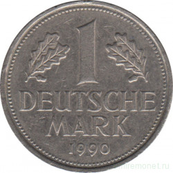 Монета. ФРГ. 1 марка 1990 год. Монетный двор - Карлсруэ (G).