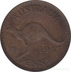 Монета. Австралия. 1 пенни 1947 год.