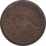 Монета. Австралия. 1 пенни 1947 год. Под портретом точка. ав.