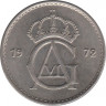 Аверс. Монета. Швеция. 50 эре 1972 год.