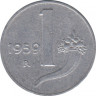 Монета. Италия. 1 лира 1959 год. ав.