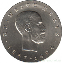 Монета. ГДР. 5 марок 1969 год. 75 лет со дня смерти Генриха Рудольфа Герца.