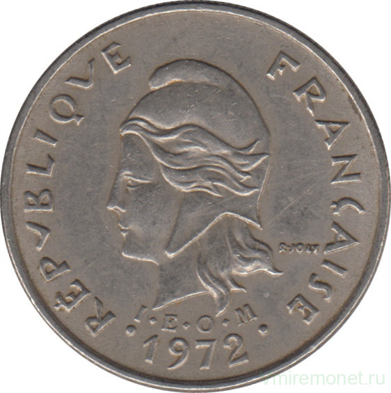 Монета. Французская Полинезия. 10 франков 1972 год.