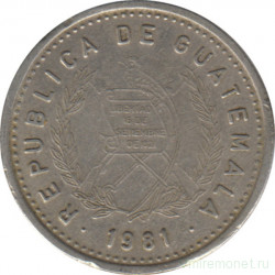 Монета. Гватемала. 10 сентаво 1981 год.