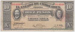 Банкнота. Мексика. Штат Чихуахуа. 10 песо 1915 год.