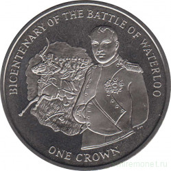 Монета. Великобритания. Остров Мэн. 1 крона 2015 год. 200 лет битве при Ватерлоо. Наполеон.