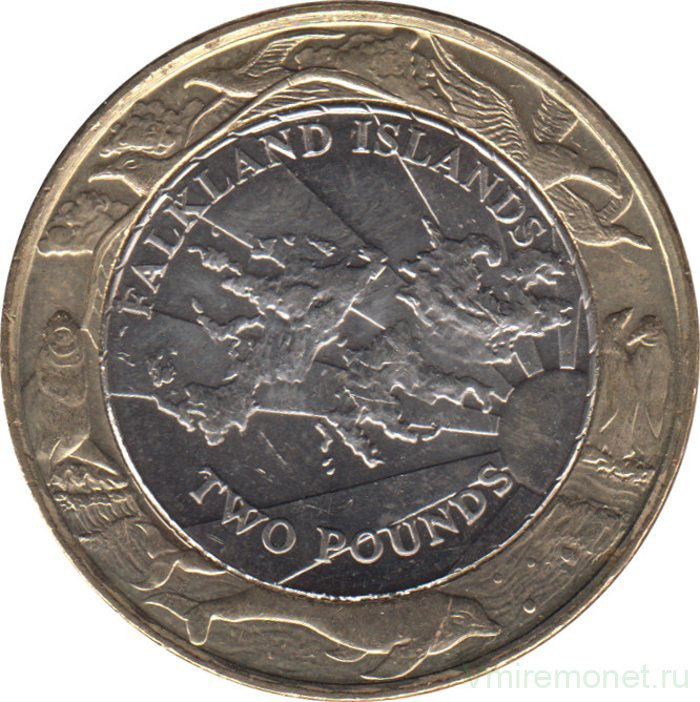 Монета. Фолклендские острова. 2 фунта 2004 год. 30 лет монетам Фолклендов.