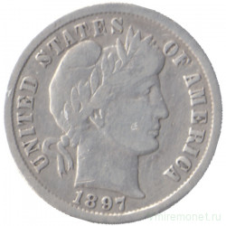 Монета. США. 10 центов 1897 год.