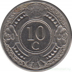 Монета. Нидерландские Антильские острова. 10 центов 2009 год.
