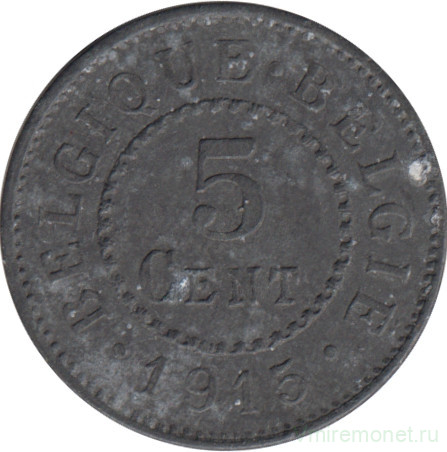 Монета. Бельгия. 5 сантимов 1915 год.