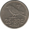  Монета. Норвегия. 25 эре 1969 год. ав.