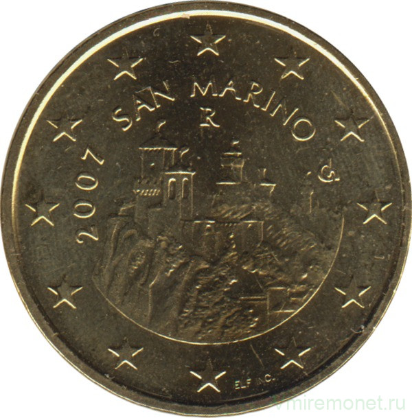 Монета. Сан-Марино. 50 центов 2007 год.