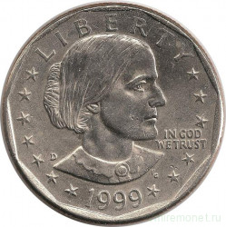 Монета. США. 1 доллар 1999 год. Сьюзен Энтони. Монетный двор D.