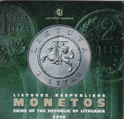 Монеты. Литва. Набор разменных монет в буклете. 2008 год.