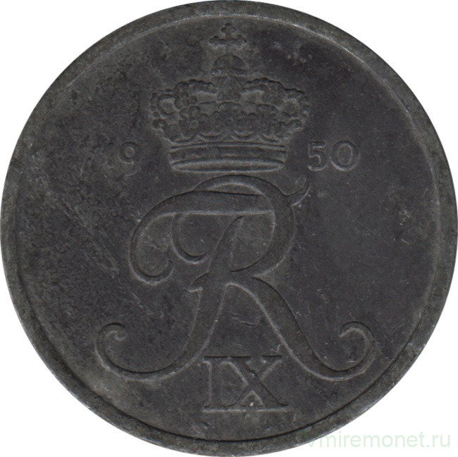 Монета. Дания. 5 эре 1950 год.
