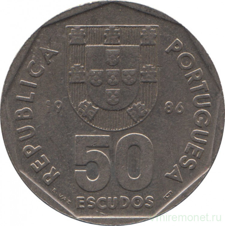 Монета. Португалия. 50 эскудо 1986 год.