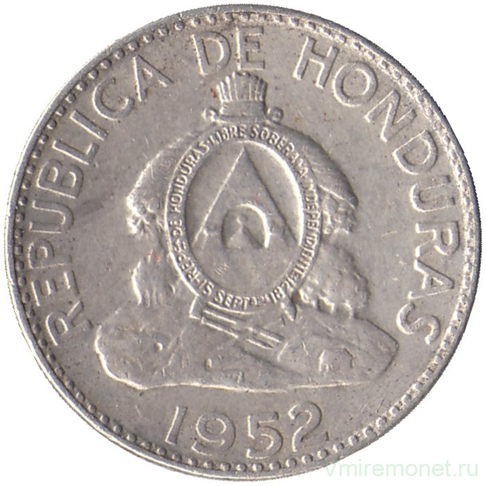 Монета. Гондурас. 20 сентаво 1952 год.