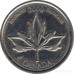 Монета. Канада. 25 центов 2000 год. Миллениум - гармония.