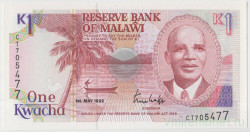 Банкнота. Малави. 1 квача 1992 год. Тип 23b.