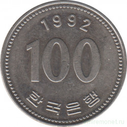 Монета. Южная Корея. 100 вон 1992 год.