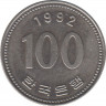 Монета. Южная Корея. 100 вон 1992 год. ав.