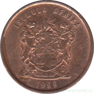 Монета. Южно-Африканская республика (ЮАР). 1 цент 1999 год.