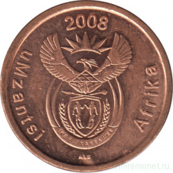 Монета. Южно-Африканская республика (ЮАР). 5 центов 2008 год.