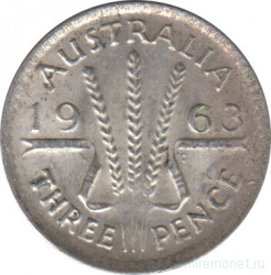 Монета. Австралия. 3 пенса 1963 год.
