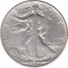 Монета. США. 50 центов 1942 год. Шагающая свобода. Монетный двор - Сан-Франциско (S). ав.