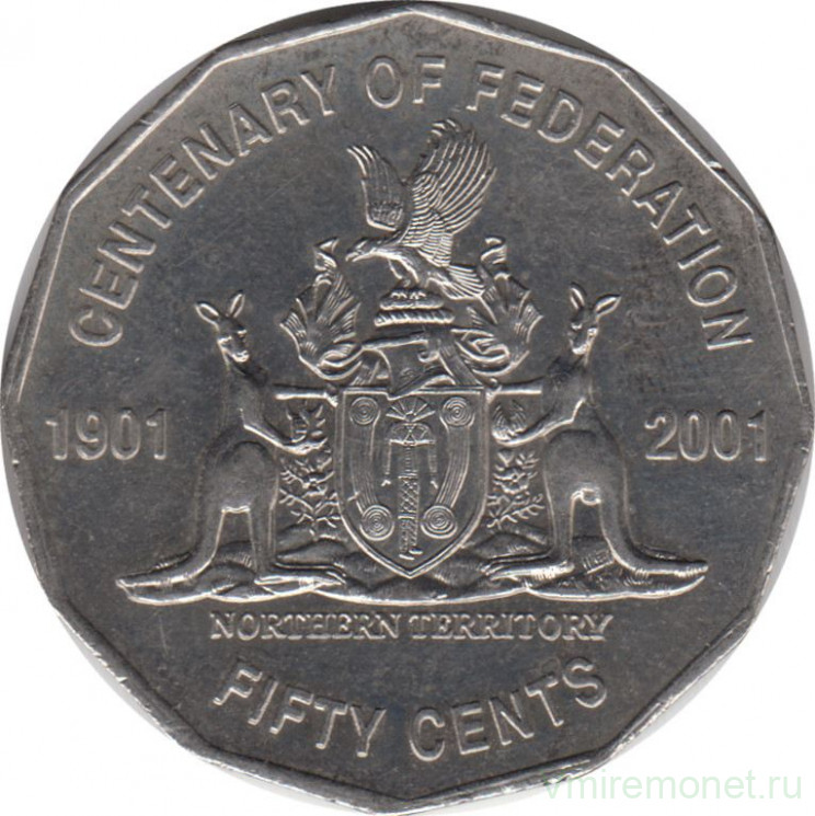 Монета. Австралия. 50 центов 2001 год. Столетие конфедерации. Северная территория.