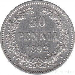Монета. Русская Финляндия. 50 пенни 1892 год.