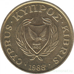 Монета. Кипр. 5 центов 1988 год.