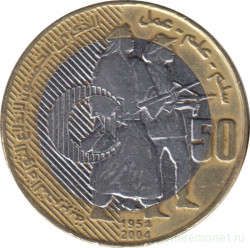 Монета. Алжир. 50 динаров 2004 год. 50 лет Алжирской революции.