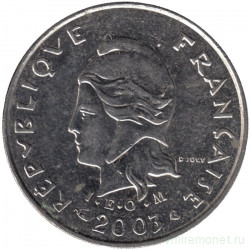 Монета. Новая Каледония. 10 франков 2003 год.