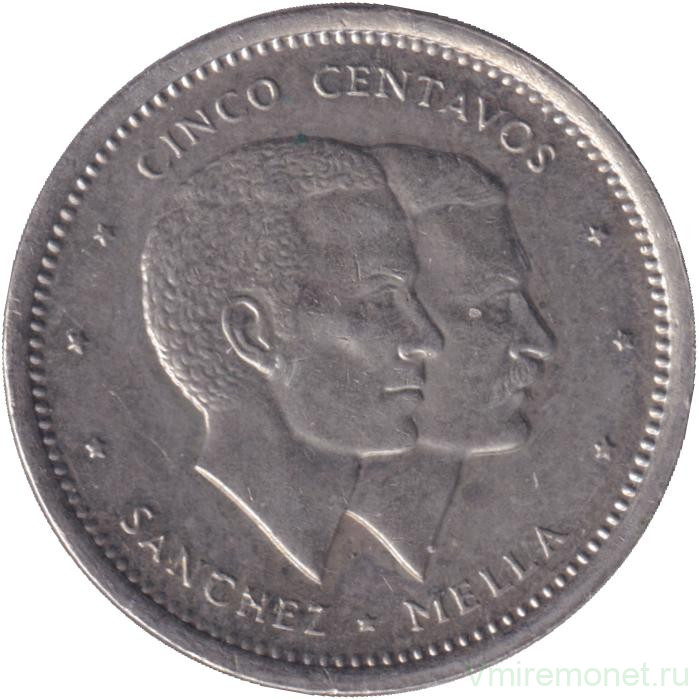 Монета. Доминиканская республика. 5 сентаво 1987 год.