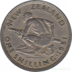 Монета. Новая Зеландия. 1 шиллинг 1951 год.