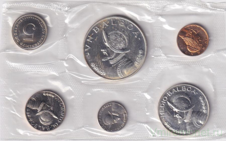 Монета. Панама. Набор 6 монет. 1, 5 сентимо, 1/10, 1/4, 1/2, и 1 бальбоа 1968 год.